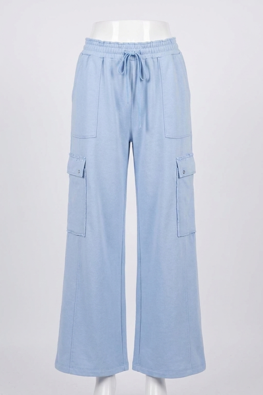 NEW EE:SOME lucy washed cargo sweatpants in light blue